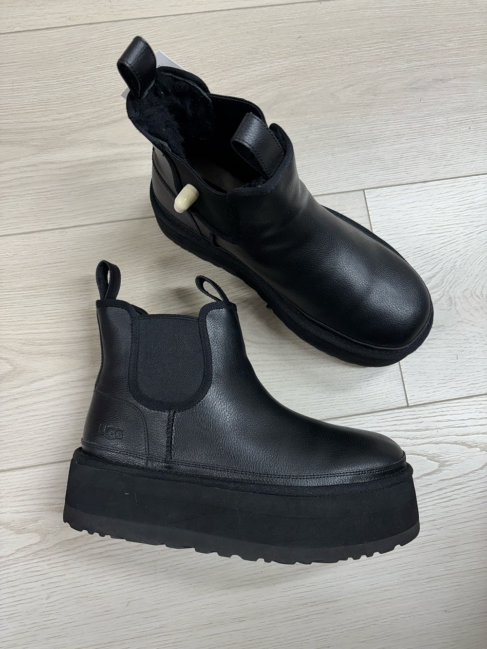 UGG Black Neumel Platform Chelsea Ankle Boots